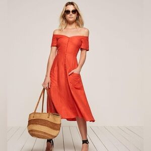 Reformation Mariposa Dress Red